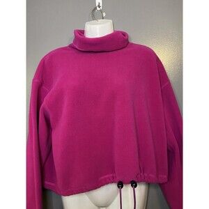 VS Sport Sweatshirt Womens Medium Pink Fleece Turtleneck Cropped Drawstring
